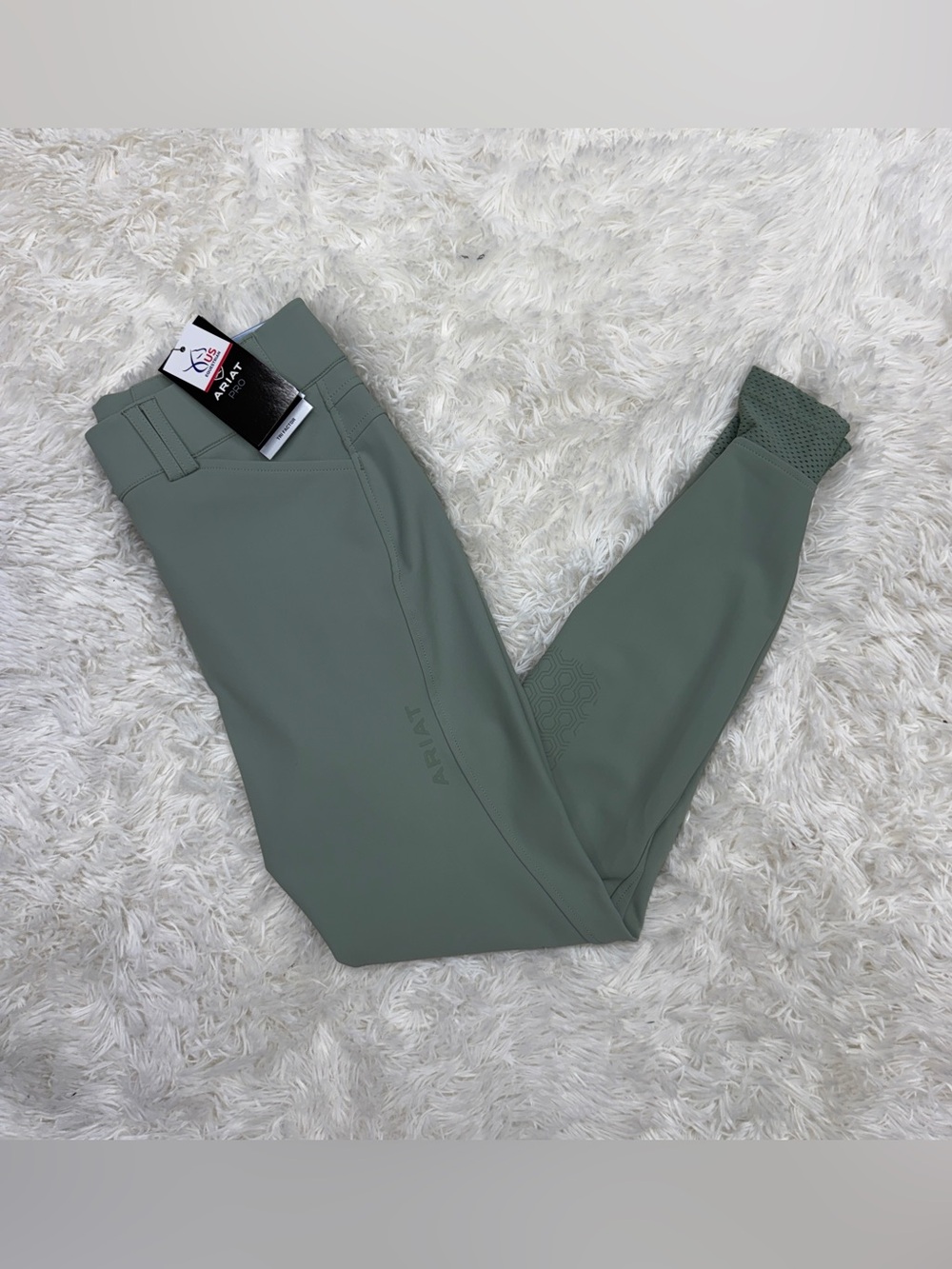 New Women’s Size 24L Green Ariat Tri Factor Knee Patch Horseback Riding Breeches